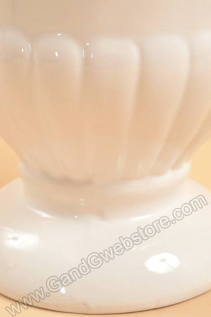 8" Small Ceramic Glazed Urn White