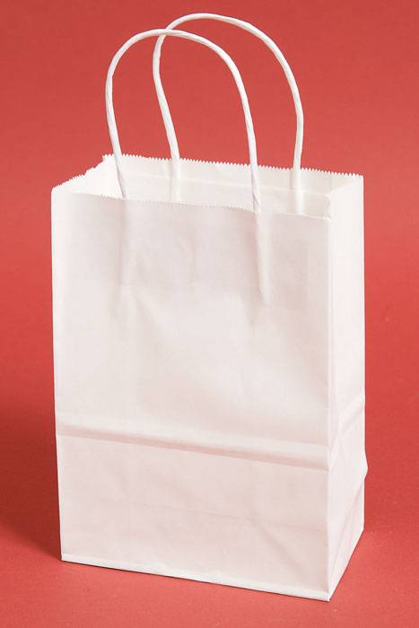 6" X 8.25" X 3" Kraft Shopping Bag White Pkg/12