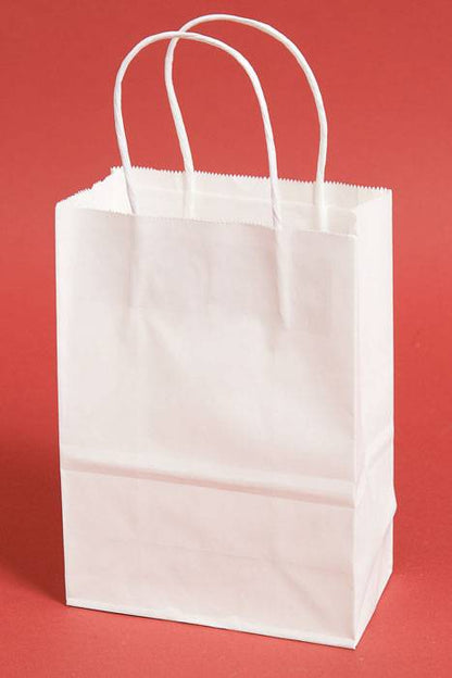 6" X 8.25" X 3" Kraft Shopping Bag White Pkg/12