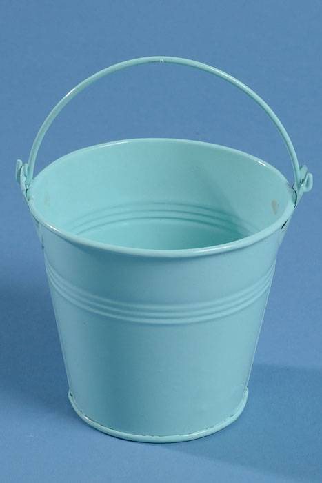 3.5" X 3.75" Metal Bucket W/handle Blue