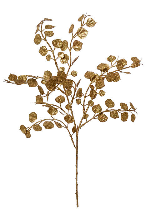 22.5" Glitter Leaves Spray Gold