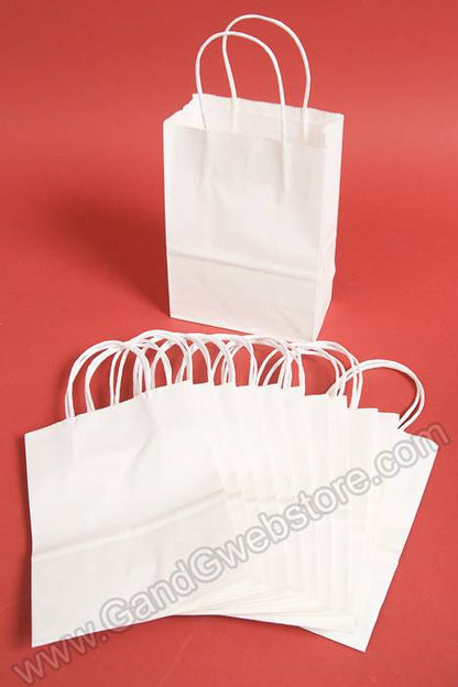 6" X 8.25" X 3" Kraft Shopping Bag White Pkg/12