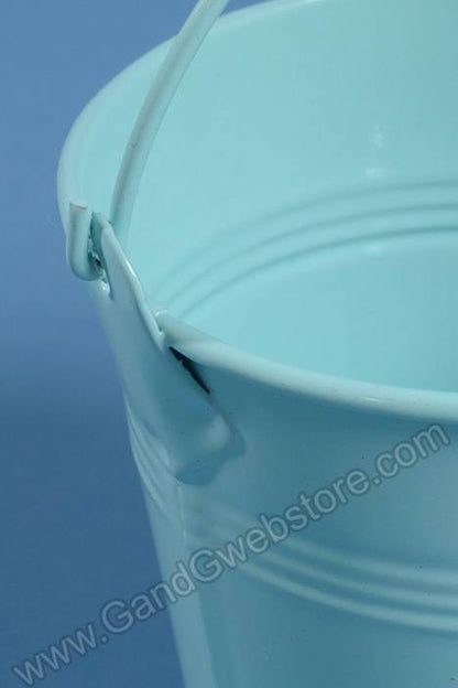 3.5" X 3.75" Metal Bucket W/handle Blue