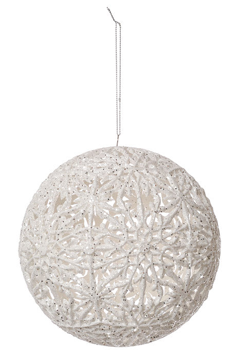 150Mm Snowflake Hollow Ball Ornament (White)