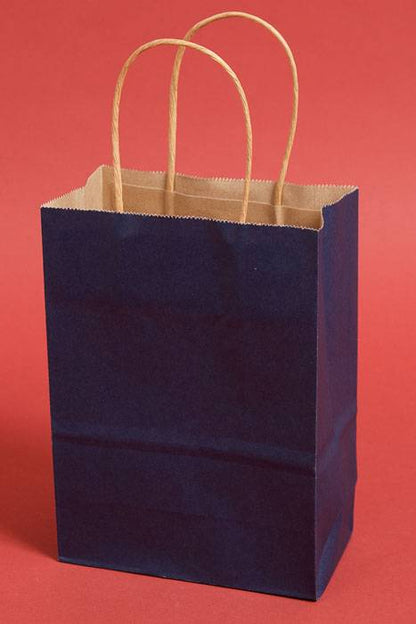 6" X 8.25" X 3" Kraft Shopping Bag Navy Blue Pkg/12