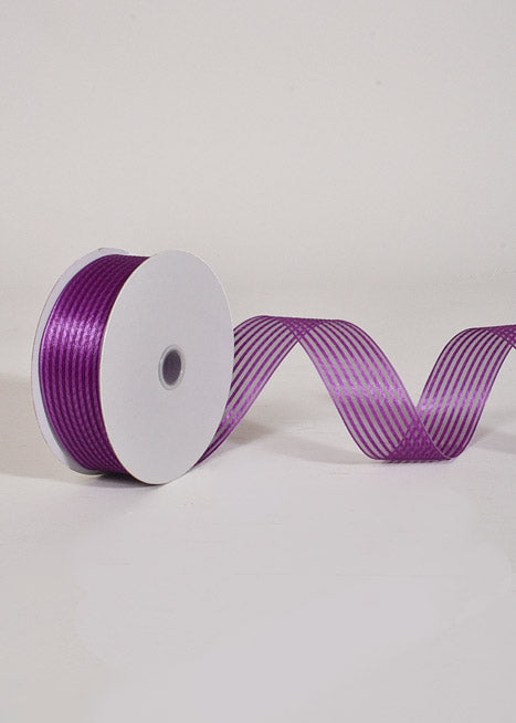 1.5" X 50Yds Wired Sheer Stripe Ribbon Purple