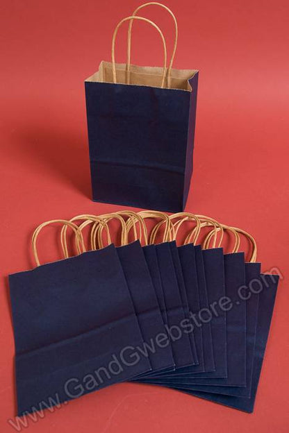 6" X 8.25" X 3" Kraft Shopping Bag Navy Blue Pkg/12