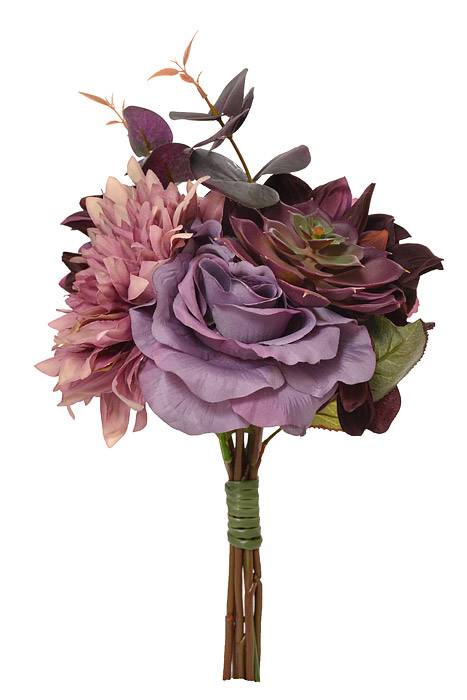 15&quot; Silk Dahlia Rose Succulent Purple