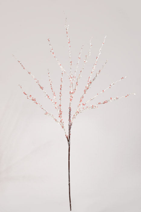 35" Sequin Glitter Ice Twig Spray Red/White