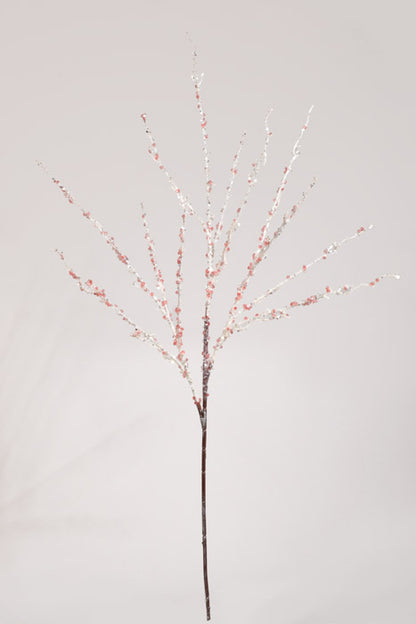 35" Sequin Glitter Ice Twig Spray Red/White