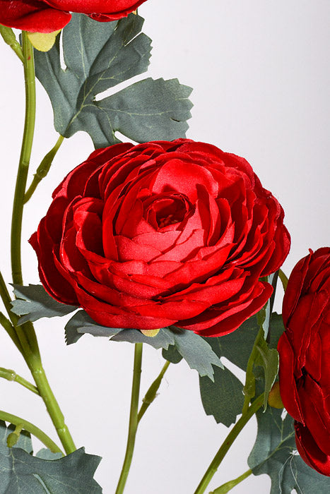 28&quot; Silk Ranunculus W/2 Buds Spray Red