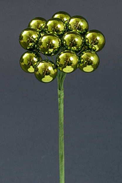 20mm Shiny Stem Ball W/wire Apple Green Pkg/12