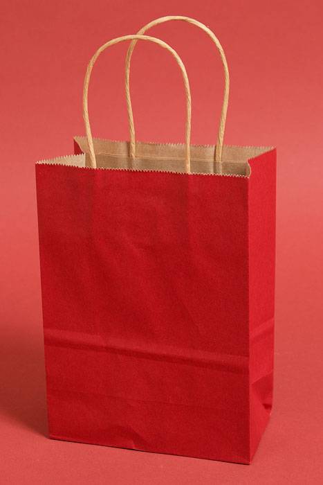 6" X 8.25" X 3" Kraft Shopping Bag Red Pkg/12