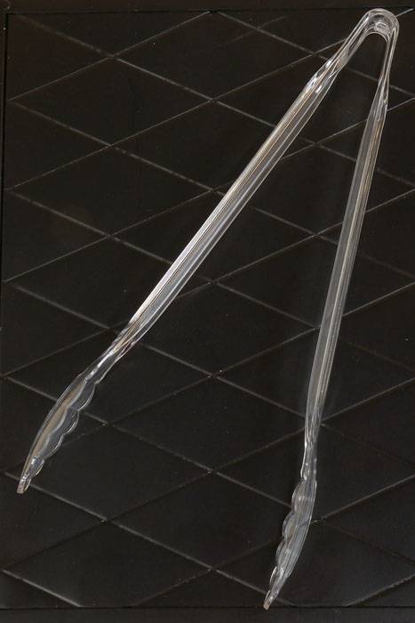 12" Heavy Duty Plastic Scalloped Tong Clear