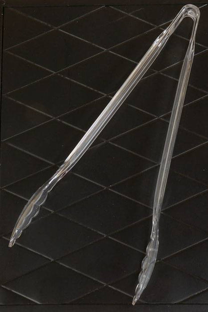 12" Heavy Duty Plastic Scalloped Tong Clear