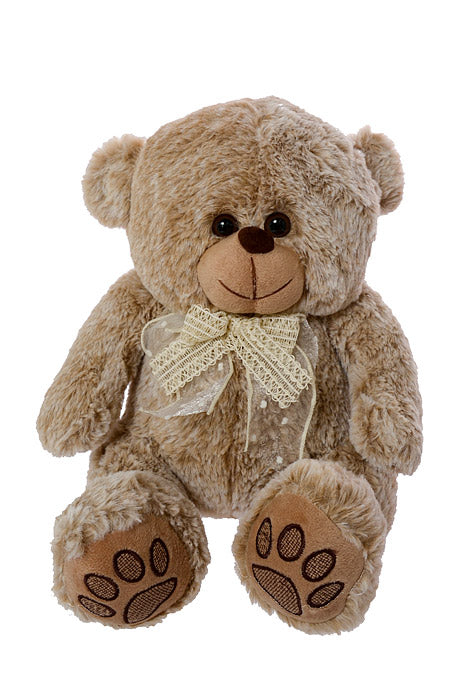 12" Bear With Bow Cream