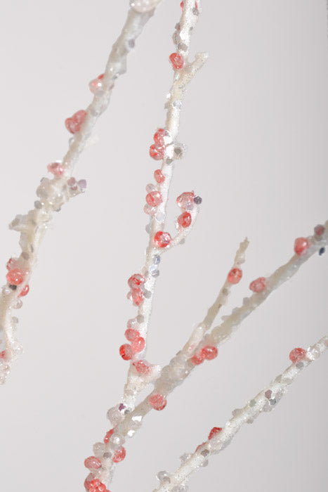 35" Sequin Glitter Ice Twig Spray Red/White