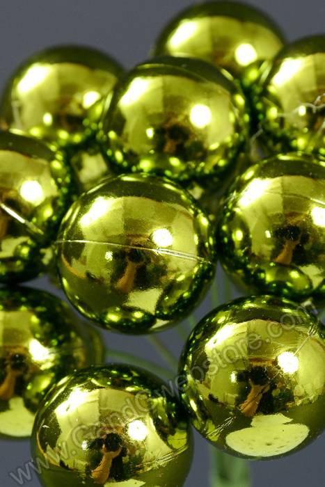 20mm Shiny Stem Ball W/wire Apple Green Pkg/12