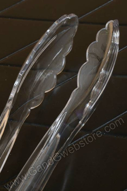 12" Heavy Duty Plastic Scalloped Tong Clear