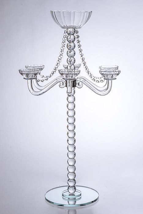 33.5" 6-arm Glass Candelabra Clear