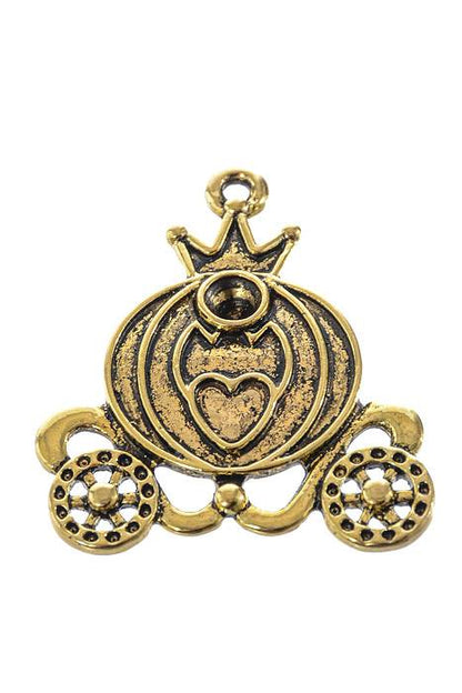 1.25" Pumpkin Coach Metal Charm Gold Pkg/10