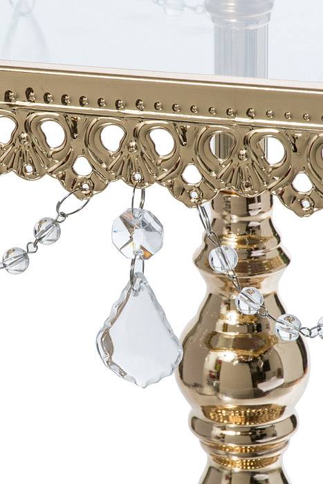 7" /9" /10.5" Square Metal/glass Cake Stand W/crystal Gold