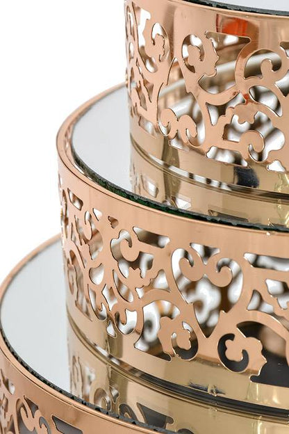 8/10/12" Metal/Mirror Round Cake Stand Gold
