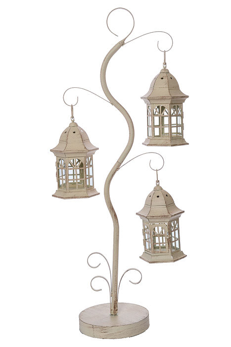 35" Hanging Lantern Tree White