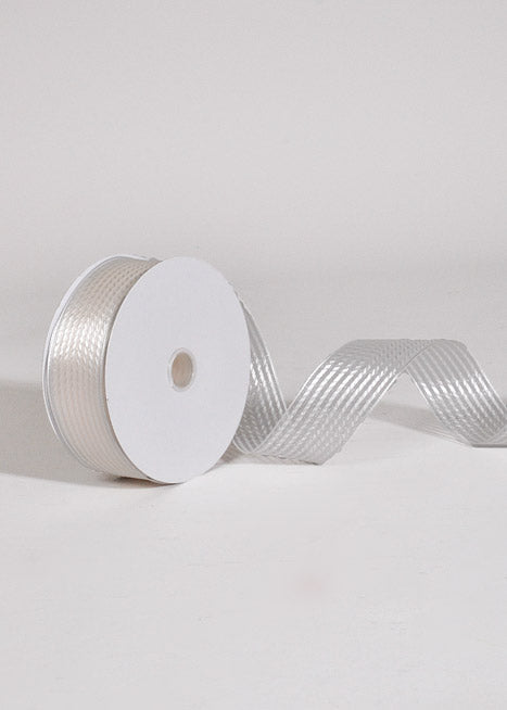 1.5" X 50Yds Wired Sheer Stripe Ribbon Ivory