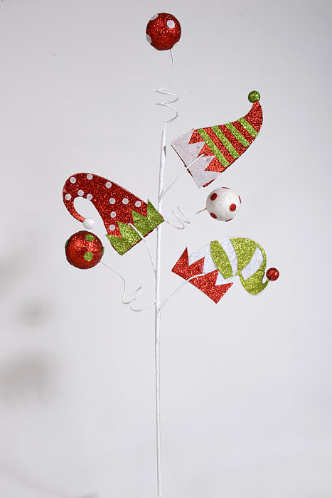 30" Glitter Christmas Cap Spray Red/White/Green