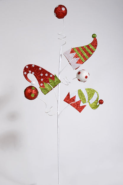 30" Glitter Christmas Cap Spray Red/White/Green