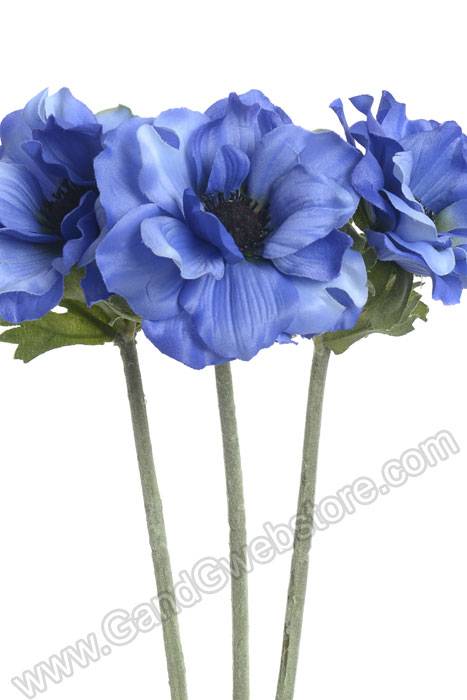 15" Silk Anemone Spray Blue Pkg/3