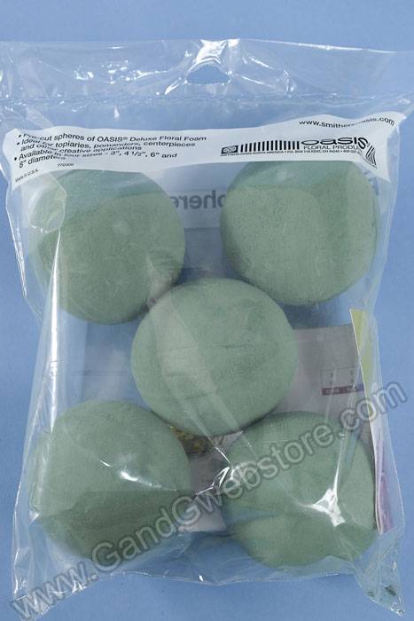 4.5" Floral Foam Sphere Green Pkg/5