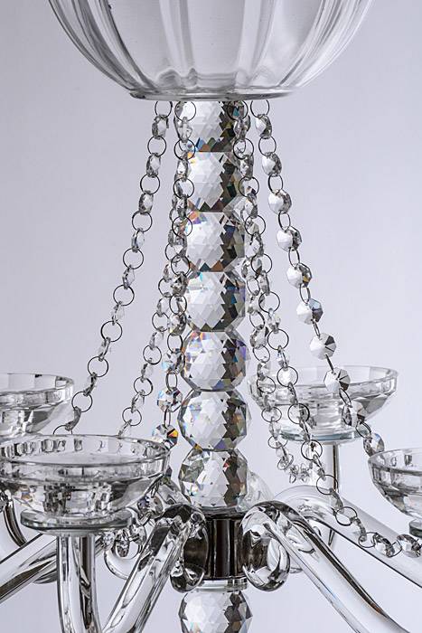 33.5" 6-arm Glass Candelabra Clear