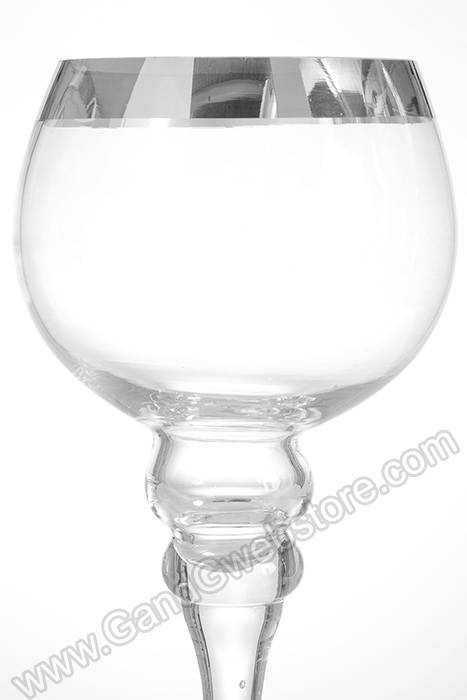 12&quot;/14&quot;/16&quot; Glass Candle Holder Clear/silver Set/3