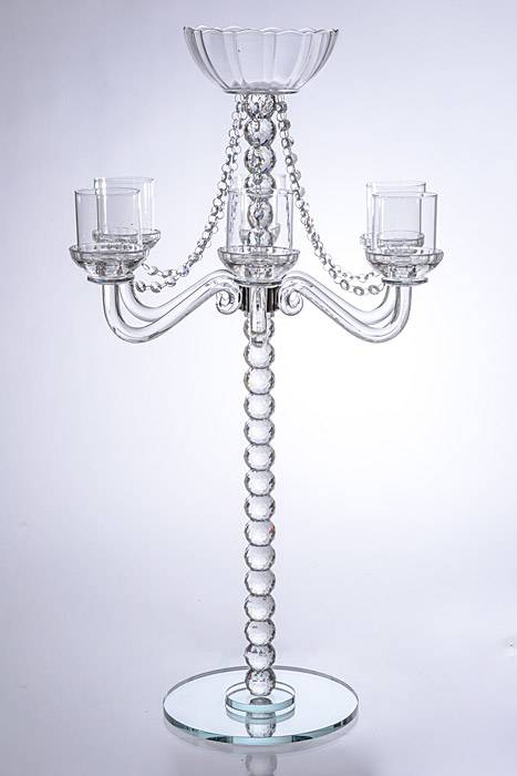 33.5" 6-arm Glass Candelabra Clear