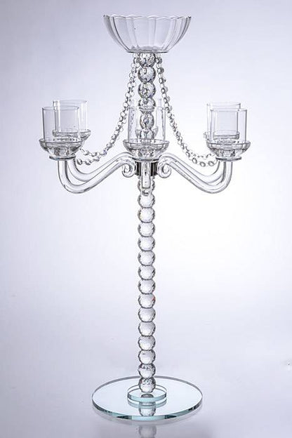 33.5" 6-arm Glass Candelabra Clear