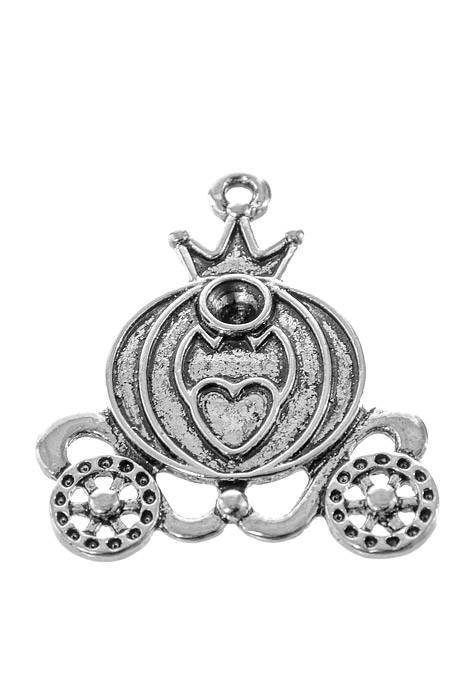 1.25" Pumpkin Coach Metal Charm Silver Pkg/10