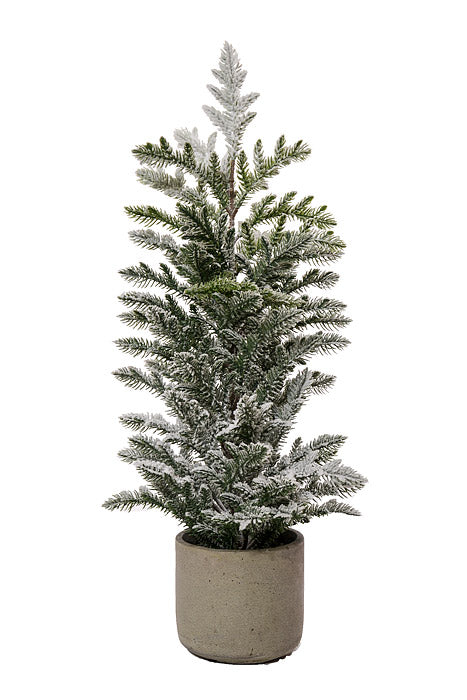 15"-24" Snow Pine Tree With Pot Green/White Set/3