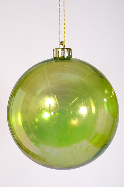 140Mm Clear Ball Ornament Green/Iridescent Pkg/2