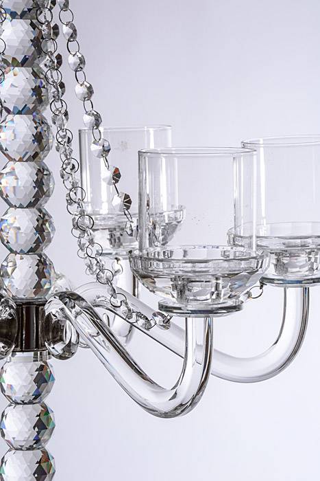 33.5" 6-arm Glass Candelabra Clear