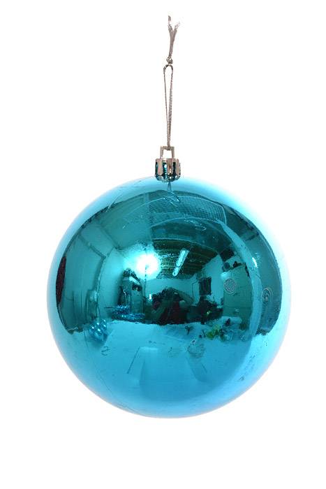 100mm Shiny Plastic Ball Turquoise Box/6