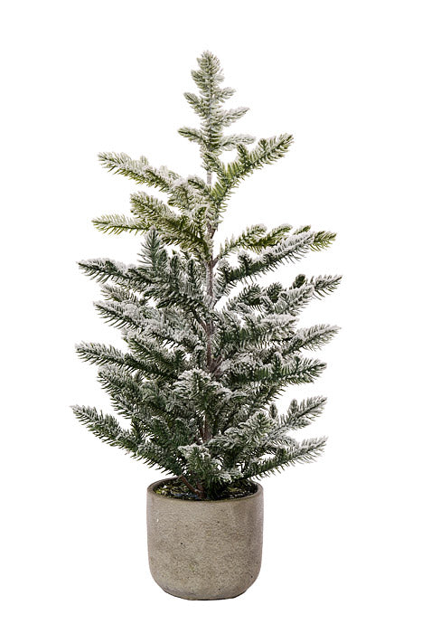 15"-24" Snow Pine Tree With Pot Green/White Set/3