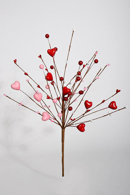 17.5" Heart &amp; Berry Spray Red/Pink/White