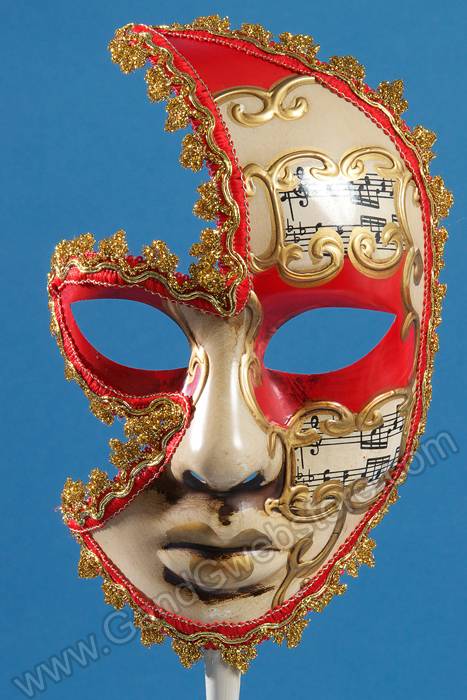 20" Lady Mask W/stick Tan/red/gold