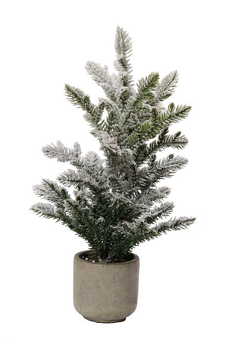 15"-24" Snow Pine Tree With Pot Green/White Set/3