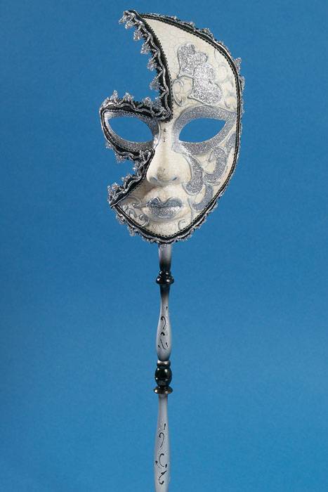 20" Lady Mask W/stick White/black/silver