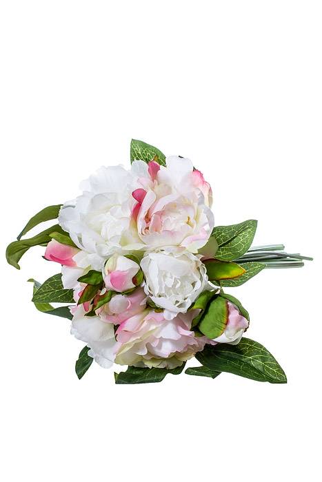 13.5&quot; Silk Peony Bouquet Cream/pink