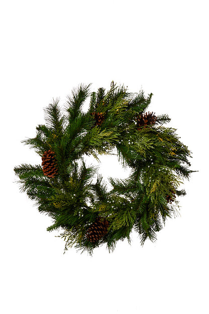 30" Cone Berry Cedar Pine Wreath Green/Brown