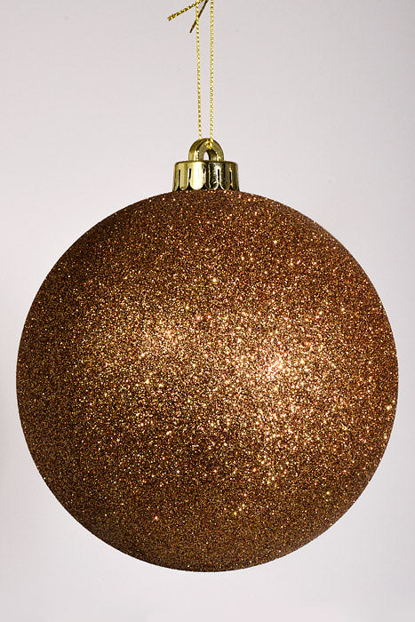 140Mm Glitter Ball Ornament Copper Pkg/2